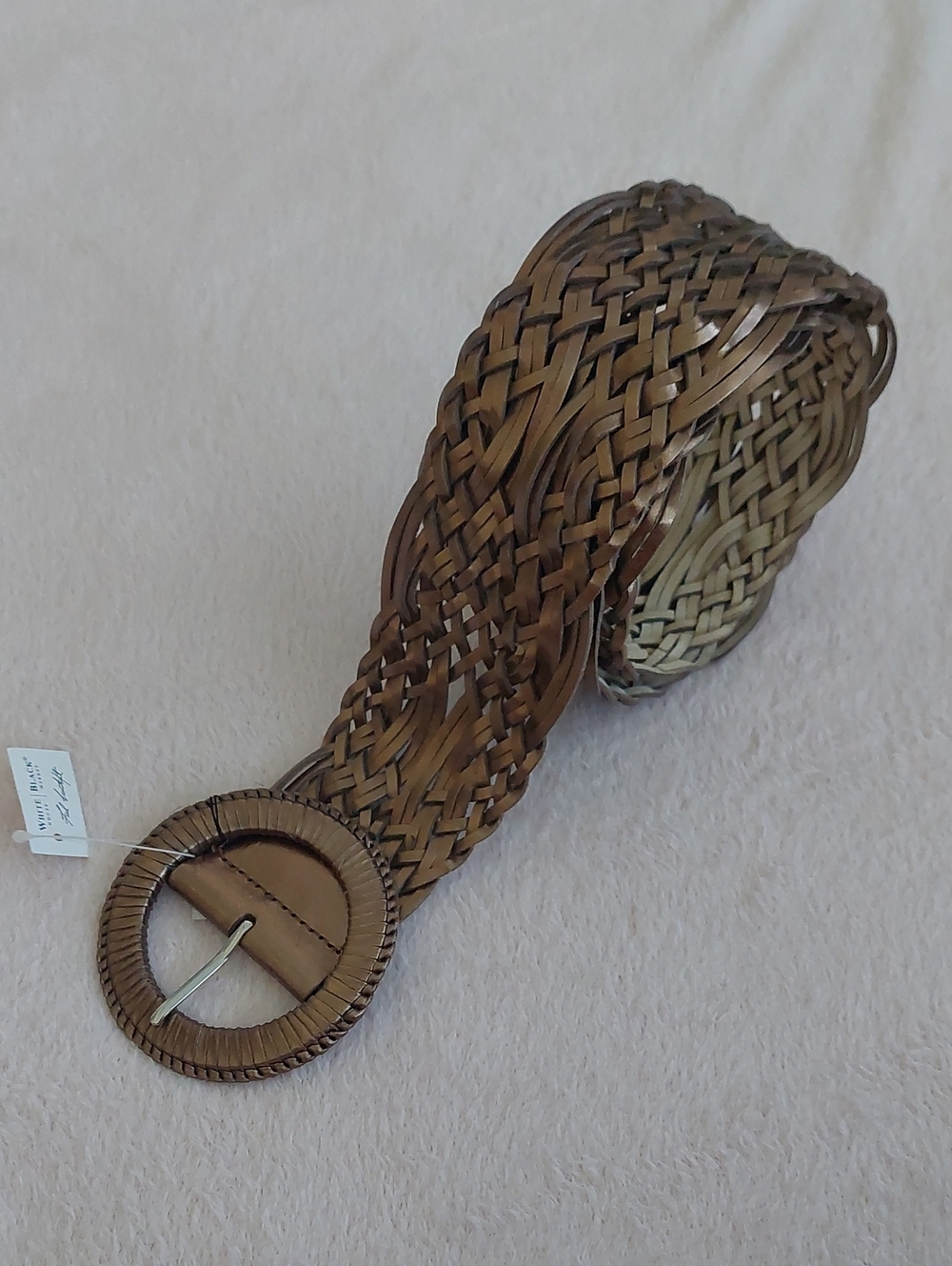 WHITE HOUSE BLACK MARKET Metallic Copper Braided Belt with Round Buckle NWT